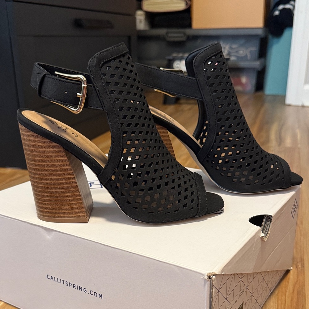 Call It Spring Black Cut-Out Heels